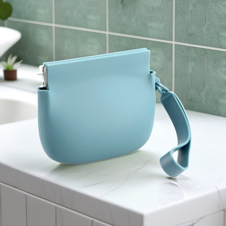 Silicone Elastic Coin Pouch Tie Handle Clasp Coin Storage Bag(Sky Blue)