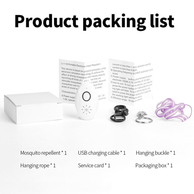 Mini USB Rechargeable Fly Repeller Outdoor Portable Mobile Mosquito Repellent Device(White)