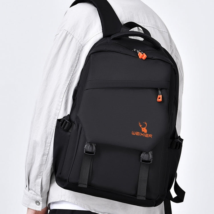WEIXIER B682 Large Capacity Double Shoulder Backpack Casual Waterproof Travel Bag(Black)