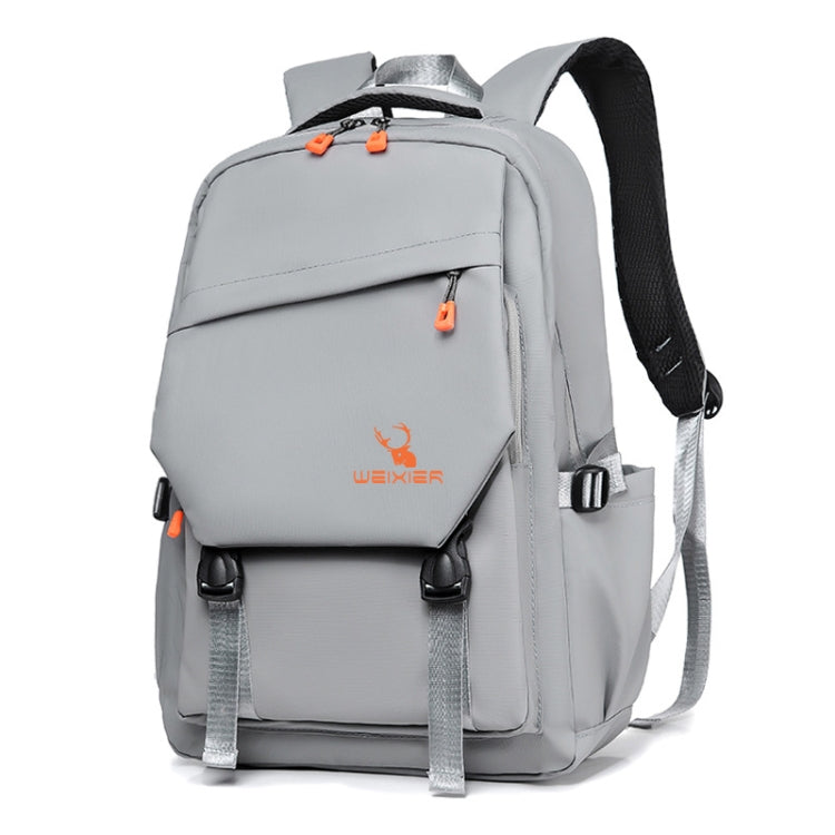 WEIXIER B682 Large Capacity Double Shoulder Backpack Casual Waterproof Travel Bag(Light Gray)