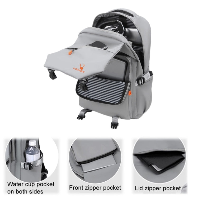 WEIXIER B682 Large Capacity Double Shoulder Backpack Casual Waterproof Travel Bag(Light Gray)