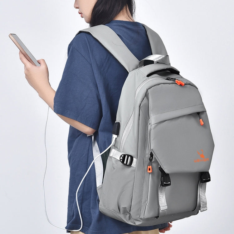 WEIXIER B682 Large Capacity Double Shoulder Backpack Casual Waterproof Travel Bag(Dark Gray)