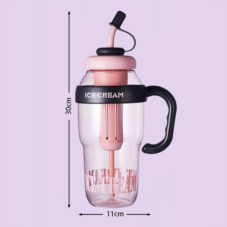 1200ml Large Capacity Lucky Belly Cup Handheld Portable Straw Cup with Tea Drain(Tulip Coffee)