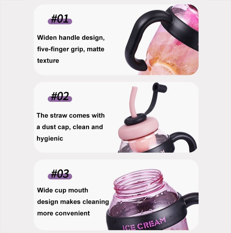 1200ml Large Capacity Lucky Belly Cup Handheld Portable Straw Cup with Tea Drain(Cherry Pink)