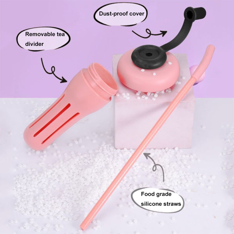 1200ml Large Capacity Lucky Belly Cup Handheld Portable Straw Cup with Tea Drain(Tulip Coffee)
