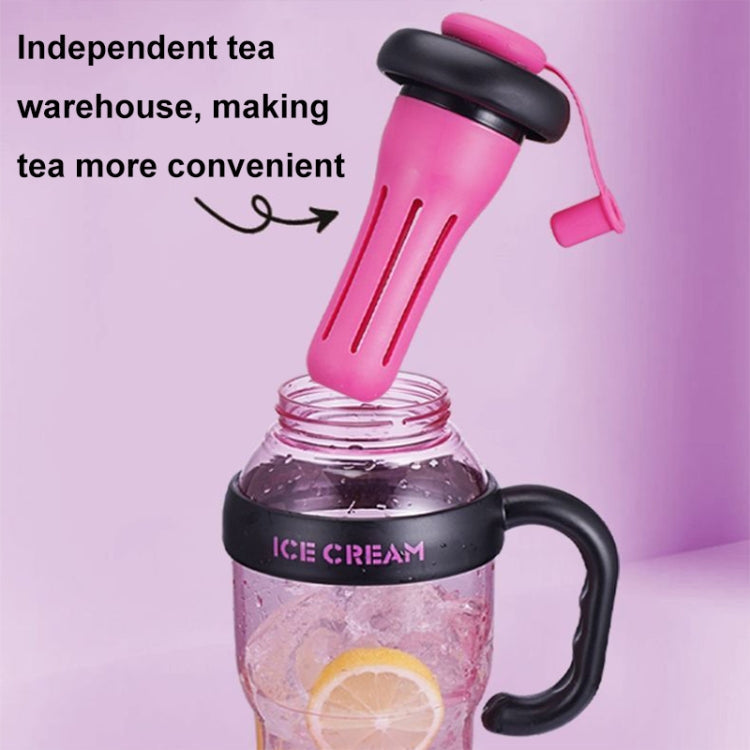 1200ml Large Capacity Lucky Belly Cup Handheld Portable Straw Cup with Tea Drain(Cherry Pink)