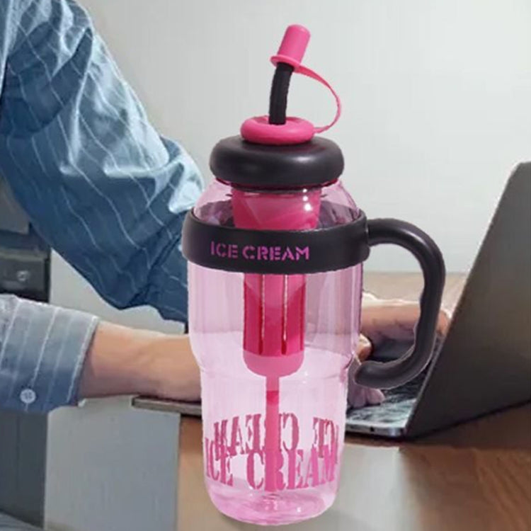 1200ml Large Capacity Lucky Belly Cup Handheld Portable Straw Cup with Tea Drain(Cherry Pink)