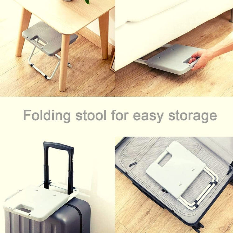 Portable Folding Stool Iron Frame Legs Lightweight Collapsible Chair(Grey)