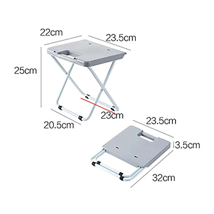 Portable Folding Stool Iron Frame Legs Lightweight Collapsible Chair(Grey)