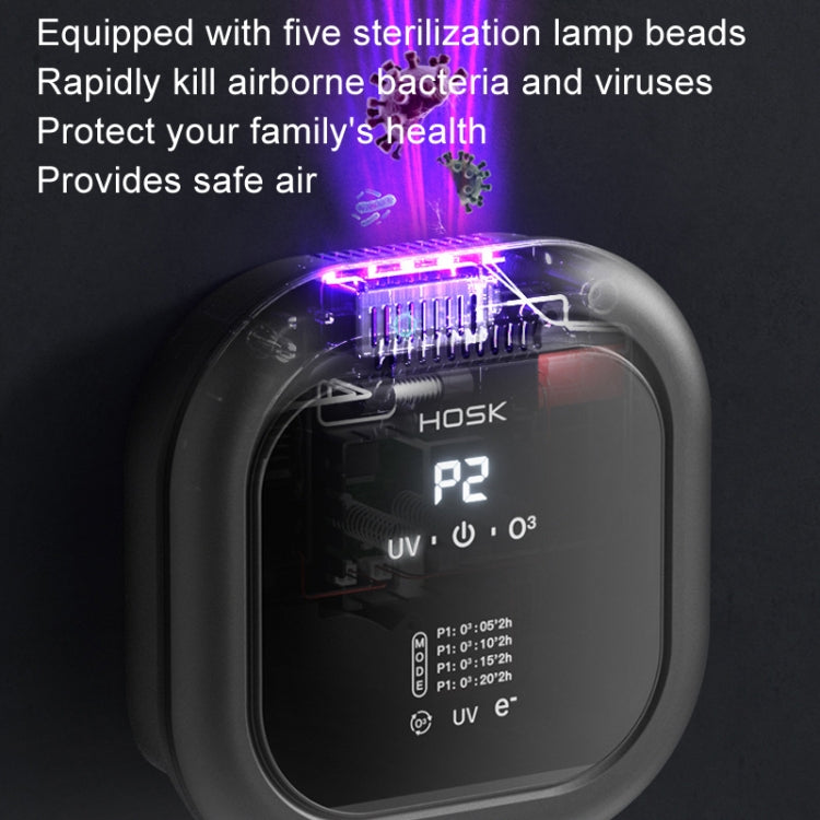 HOSK XT-01 UV Pet Air Purifier Household Deodorant Ozone Generator, Size: Charging(Black)