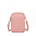 Crossbody Mobile Phone Bag Mini Vertical Coin Purse For Women Back Headphone Hole Design(Pink)