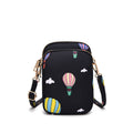 Crossbody Mobile Phone Bag Mini Vertical Coin Purse For Women Back Headphone Hole Design(Black Balloon)