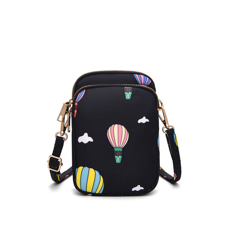 Crossbody Mobile Phone Bag Mini Vertical Coin Purse For Women Back Headphone Hole Design(Black Balloon)