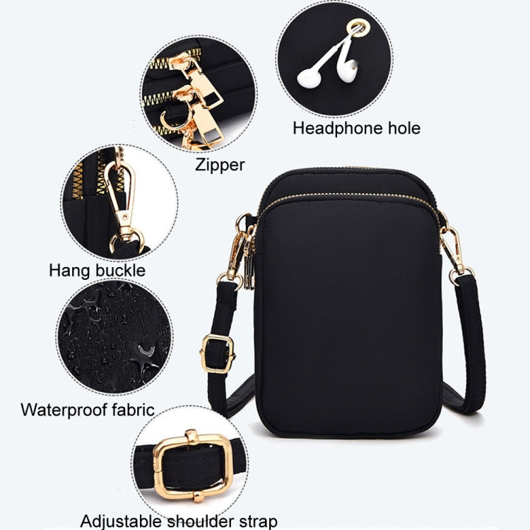 Crossbody Mobile Phone Bag Mini Vertical Coin Purse For Women Back Headphone Hole Design(Black Balloon)