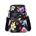 Printed Crossbody Mobile Phone Bag Mini Wallet With Arm Band, Style: Black Flower