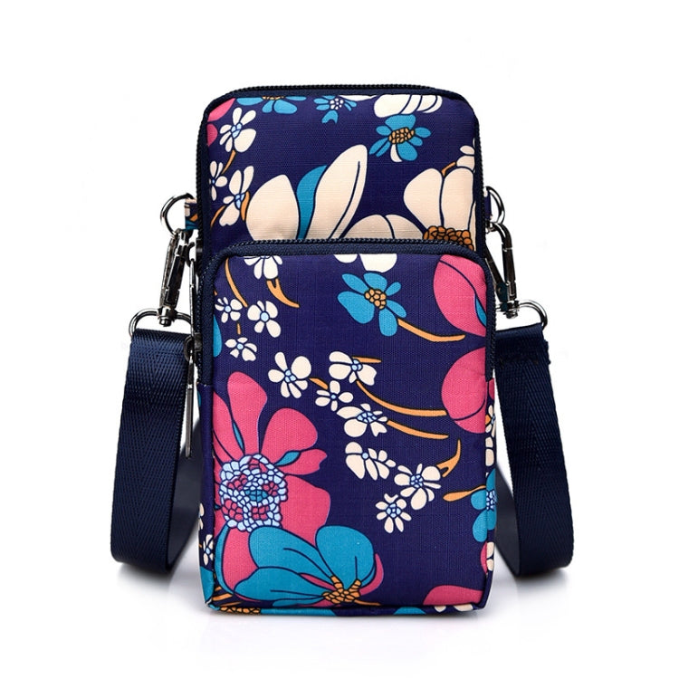 Printed Crossbody Mobile Phone Bag Mini Wallet With Arm Band, Style: Blue Printing