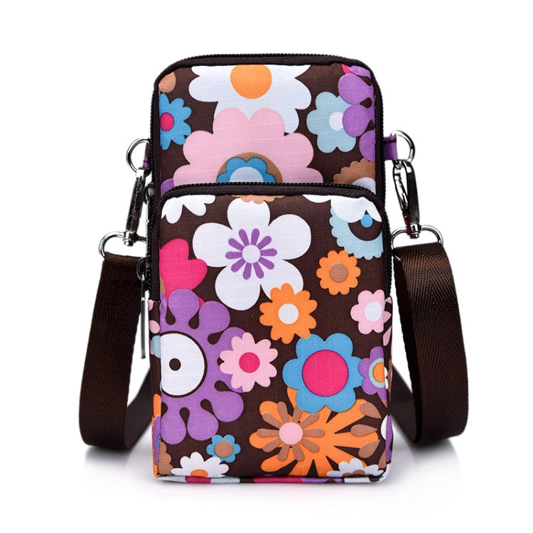 Printed Crossbody Mobile Phone Bag Mini Wallet With Arm Band, Style: Brown Printing
