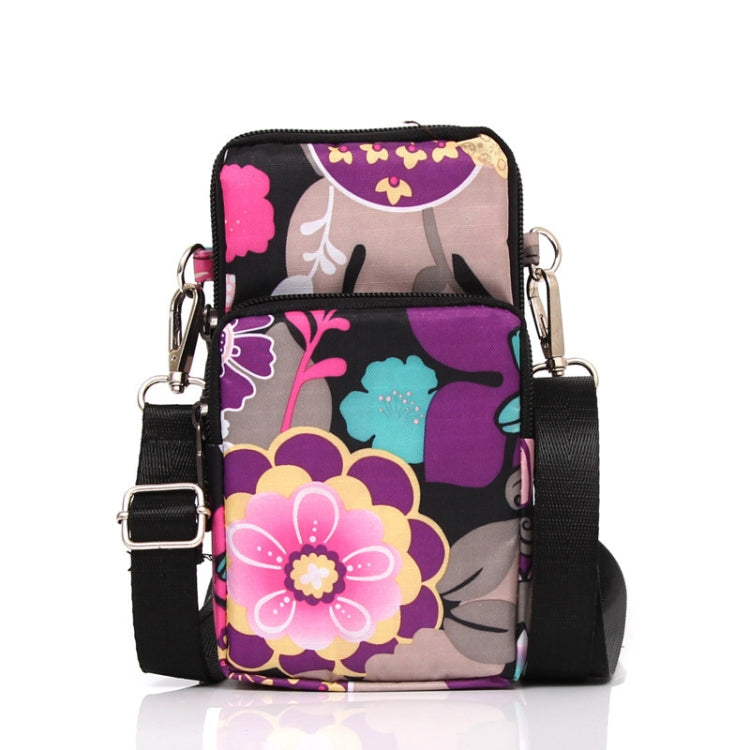 Printed Crossbody Mobile Phone Bag Mini Wallet With Arm Band, Style: Purple Seal