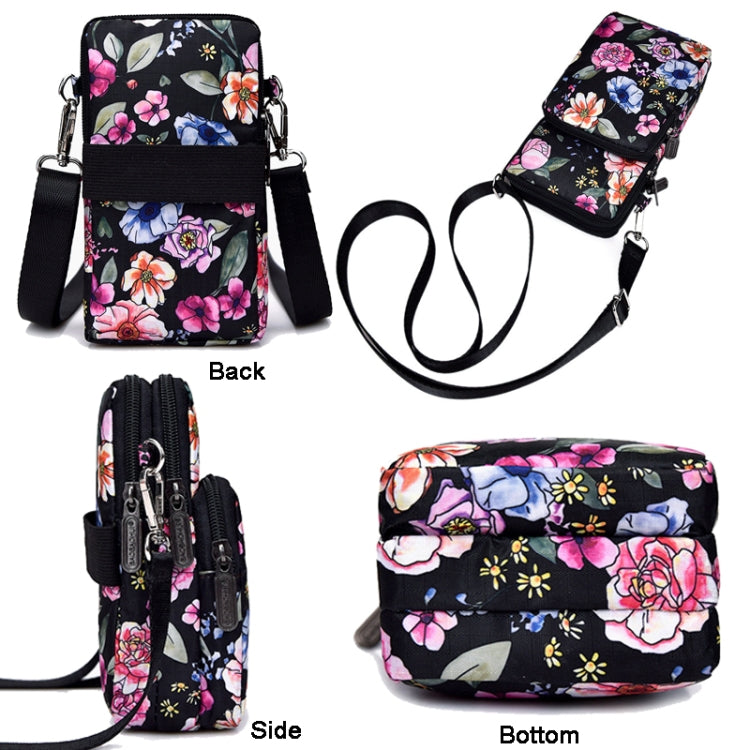 Printed Crossbody Mobile Phone Bag Mini Wallet With Arm Band, Style: Colorful Flower