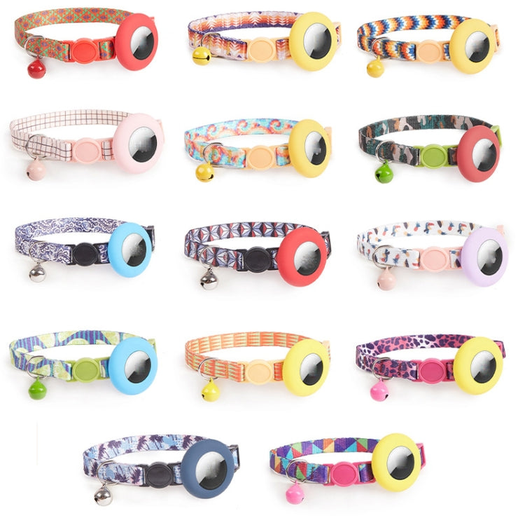 For AirTag Pet Collar Holder Print Design Case with Bell and Safety Buckle, Style: Night Coconut