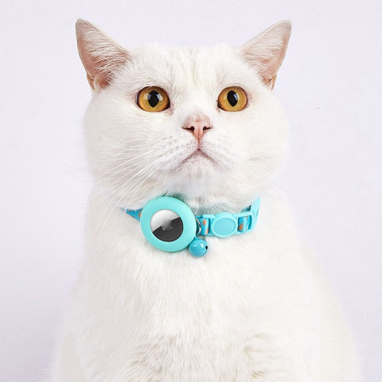 For AirTag Pet Collar Holder Print Design Case with Bell and Safety Buckle, Style: Lemon Ocean