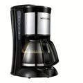 HOMEZEST 600W 0.65L  Automatic Drip Coffee Maker with Glass Carafe 2-6 Cup Capacity(323 Black UK Plug)