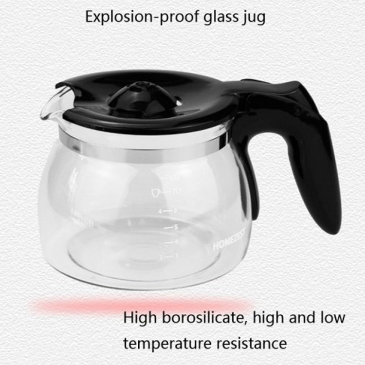 HOMEZEST 600W 0.65L  Automatic Drip Coffee Maker with Glass Carafe 2-6 Cup Capacity(323 Black EU Plug)