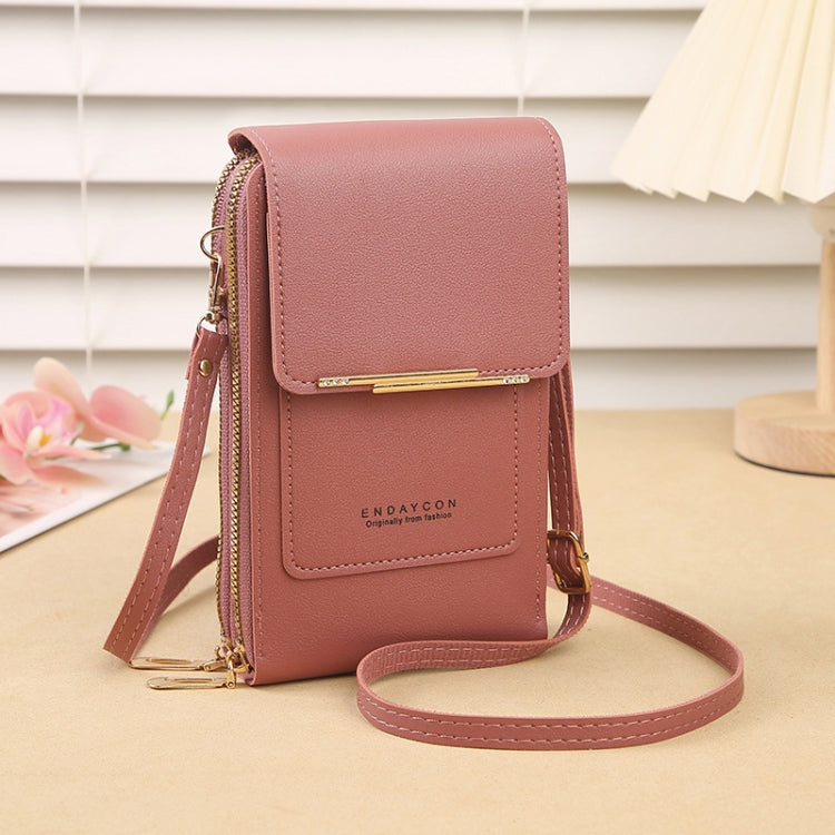 Touch Screen Crossbody Mobile Phone Bag Multifunctional Zipper Coin Purse(Deep Pink)