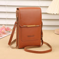 Touch Screen Crossbody Mobile Phone Bag Multifunctional Zipper Coin Purse(Brown)