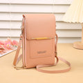 Touch Screen Crossbody Mobile Phone Bag Multifunctional Zipper Coin Purse(Light Pink)
