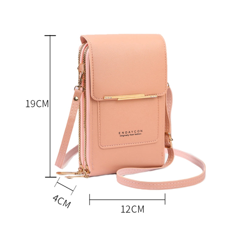 Touch Screen Crossbody Mobile Phone Bag Multifunctional Zipper Coin Purse(Light Pink)