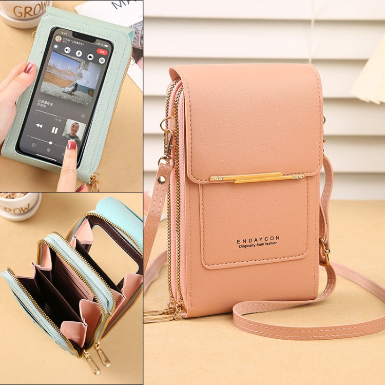 Touch Screen Crossbody Mobile Phone Bag Multifunctional Zipper Coin Purse(Grey)