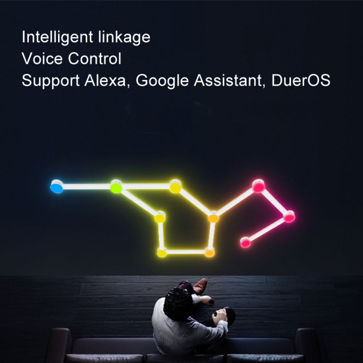 JSK-P30 9 Sections Smart WiFi Bluetooth Splicing Atmosphere Light Sound Control Constellation Light Support Amazon Alexa / Google Assistant / DuerOS US Plug(White)