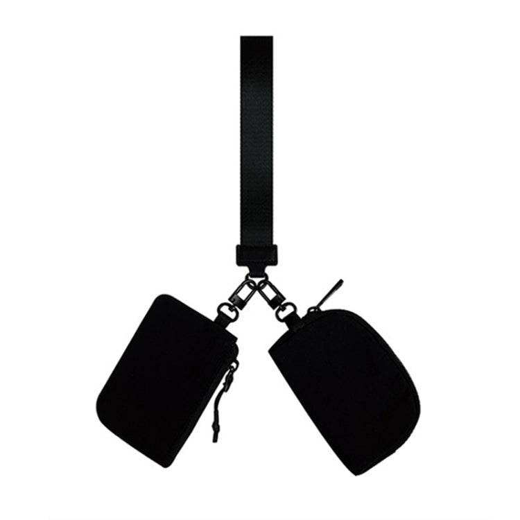 2-in-1 Portable Wrist Bag Card Holder Mini Coin Storage Bag(Black/Black)