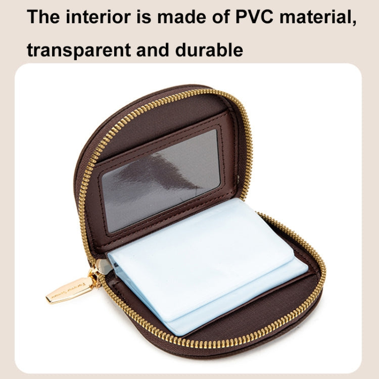 Semicircular Embroidery Large Capacity Multi-card Slot ID Card Holder(Black)