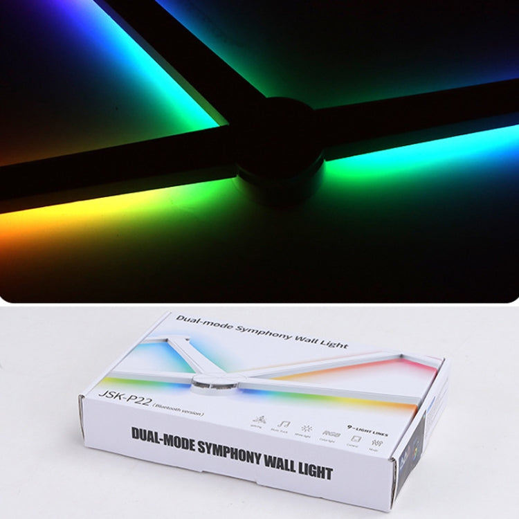 JSK-P22 5V Bluetooth RGB Stitching Light E-Sports Atmosphere Decorative Lamp, Style: 9 Sections+USB To DC Line+US Plug(White)