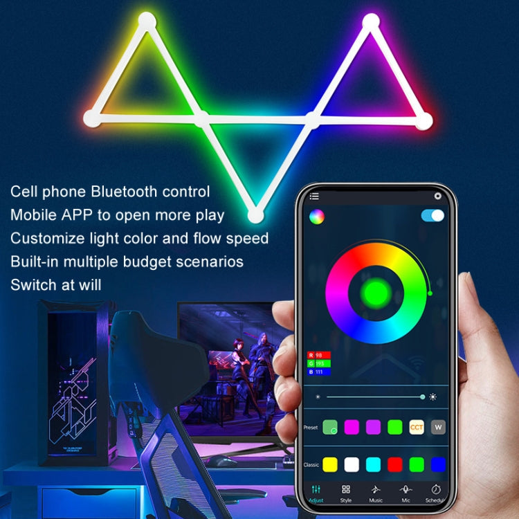 JSK-P22 5V Bluetooth RGB Stitching Light E-Sports Atmosphere Decorative Lamp, Style: 6 Sections+USB To DC Line+EU Plug(Black)