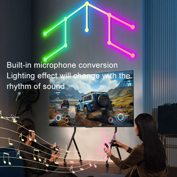 JSK-P22 5V Bluetooth RGB Stitching Light E-Sports Atmosphere Decorative Lamp, Style: 6 Sections+USB To DC Line(Black)