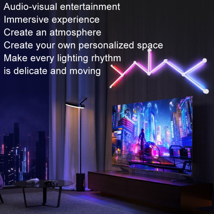 JSK-P22 5V Bluetooth RGB Stitching Light E-Sports Atmosphere Decorative Lamp, Style: 9 Sections+USB To DC Line+EU Plug(White)