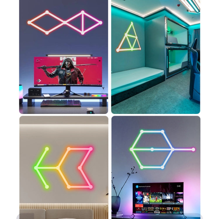 JSK-P22 5V Bluetooth RGB Stitching Light E-Sports Atmosphere Decorative Lamp, Style: 9 Sections+USB To DC Line+EU Plug(Black)
