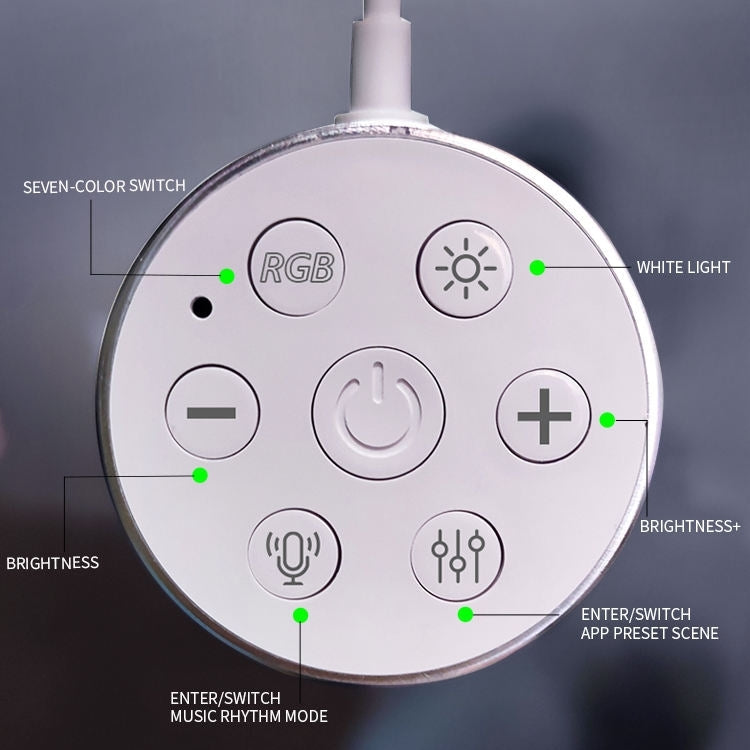 JSK-P22 5V Bluetooth RGB Stitching Light E-Sports Atmosphere Decorative Lamp, Style: 9 Sections+USB To DC Line+EU Plug(White)