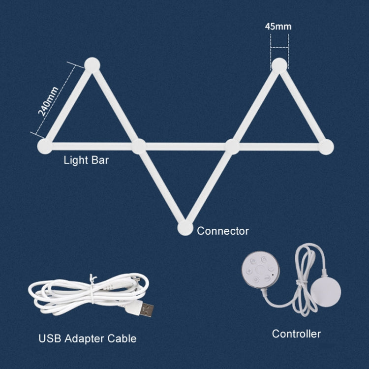 JSK-P22 5V Bluetooth RGB Stitching Light E-Sports Atmosphere Decorative Lamp, Style: 9 Sections+USB To DC Line+EU Plug(Black)
