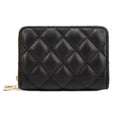 Large Capacity Double Layer Zipper Wallet Multi-card Slot Rhombus Card Holder(Black)