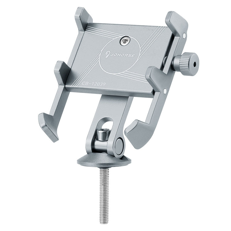 JOHORSE Bicycle Shockproof Mobile Phone Holder Motorcycle Riding Equipment, Color: Stem Silver