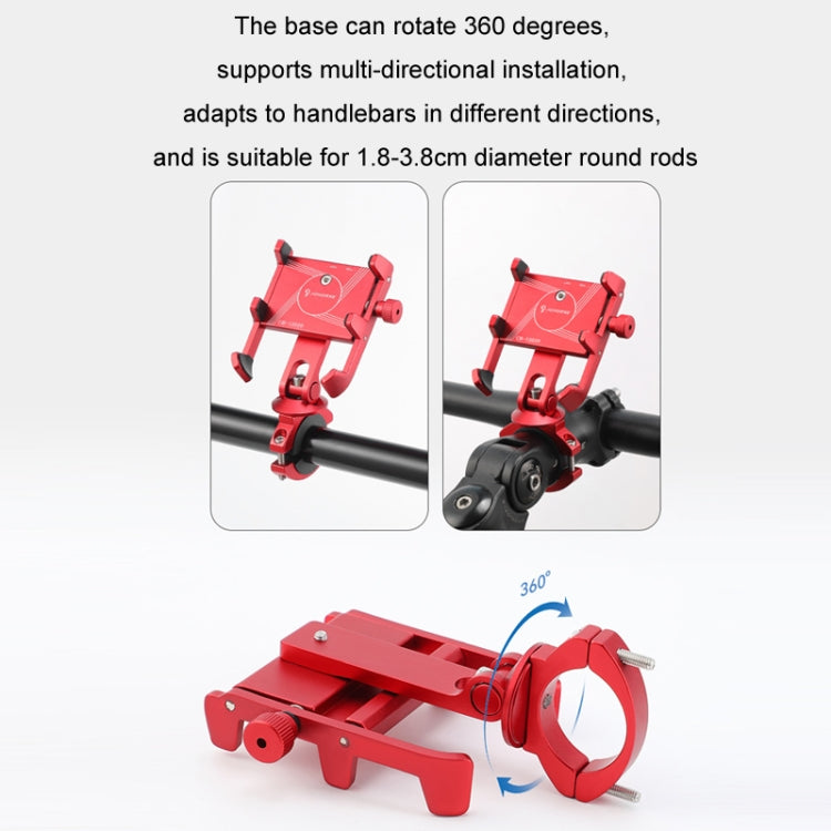 JOHORSE Bicycle Shockproof Mobile Phone Holder Motorcycle Riding Equipment, Color: Handlebar Red