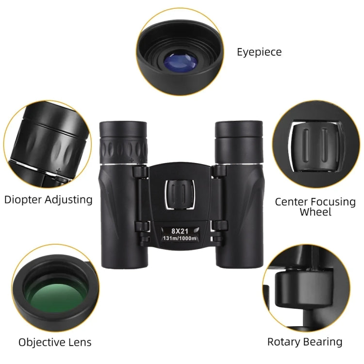 8X21 Outdoor Low-light Night Vision High-power HD Mini Binoculars