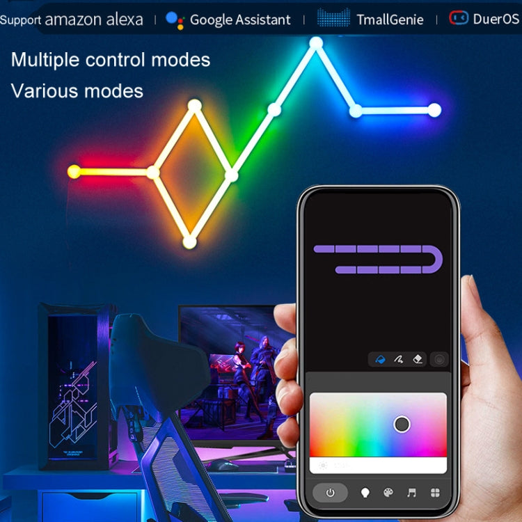 JSK-P26 Smart WiFi Bluetooth Version RGB Direct Illumination Phantom Splicing Light, Support Amazon Alexa / Google Assistant / DuerOS, Style: 9 Sections+US Plug Adapter(White)