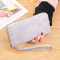 Large Capacity Embossed Long Zippered Wallet with Multiple Card Slots(Grey)