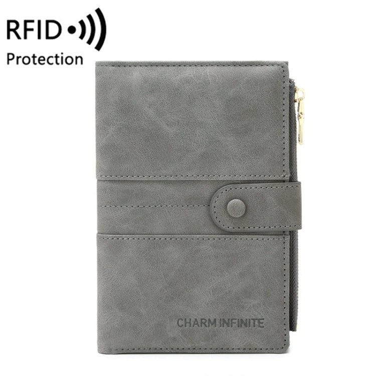 RFID Anti-theft Multi-card Slot Document Bag Multifunctional Zipper Travel Passport Bag(Grey)