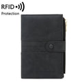 RFID Anti-theft Multi-card Slot Document Bag Multifunctional Zipper Travel Passport Bag(Black)